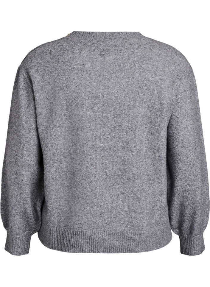 Chemisier en maille avec boutons d&eacute;coratifs, Gris, Packshot image number 1