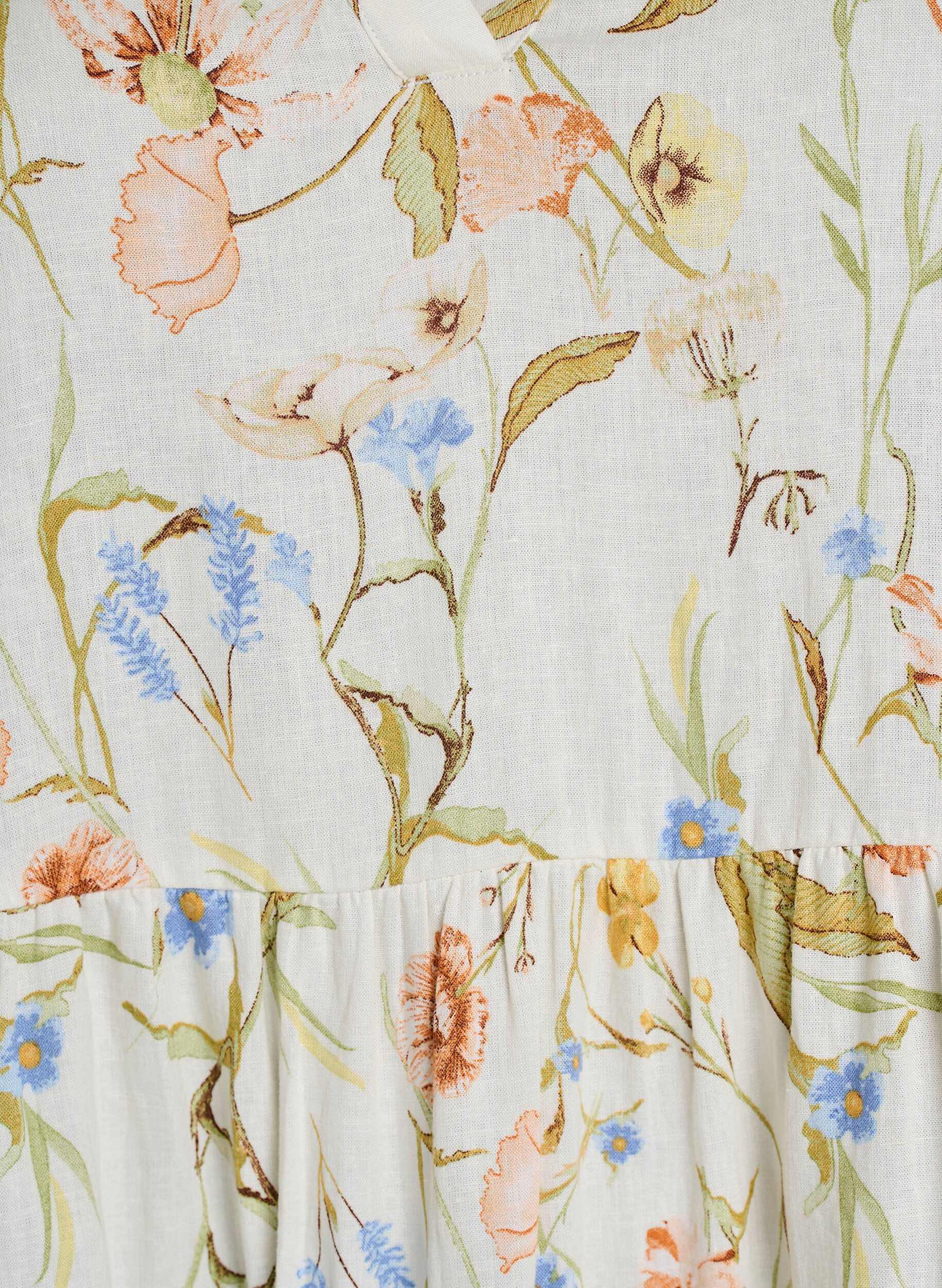 Zizzi Robe A-line longueur genou en lin et viscose, Vanille, Packshot image number 2