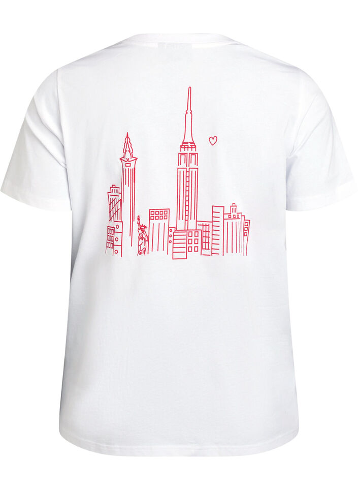 T-shirt avec imprim&eacute; de texte et col rond, Blanc, Packshot image number 1