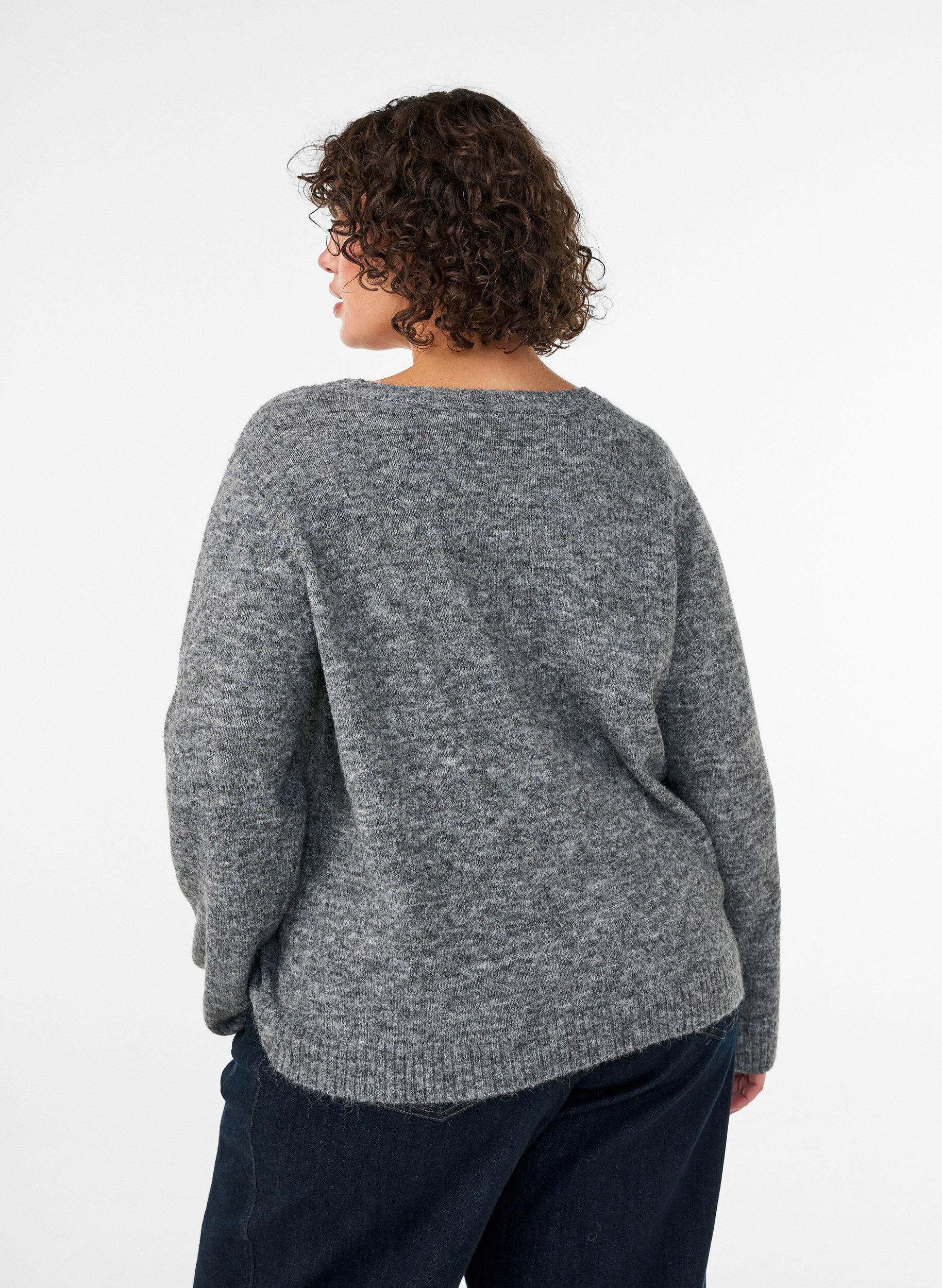 ZizziPull ample &agrave; col rond, Gris, Model image number 2