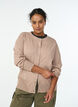 Cardigan avec col rond et boutons recouverts de tissu, Beige, Model image number 0