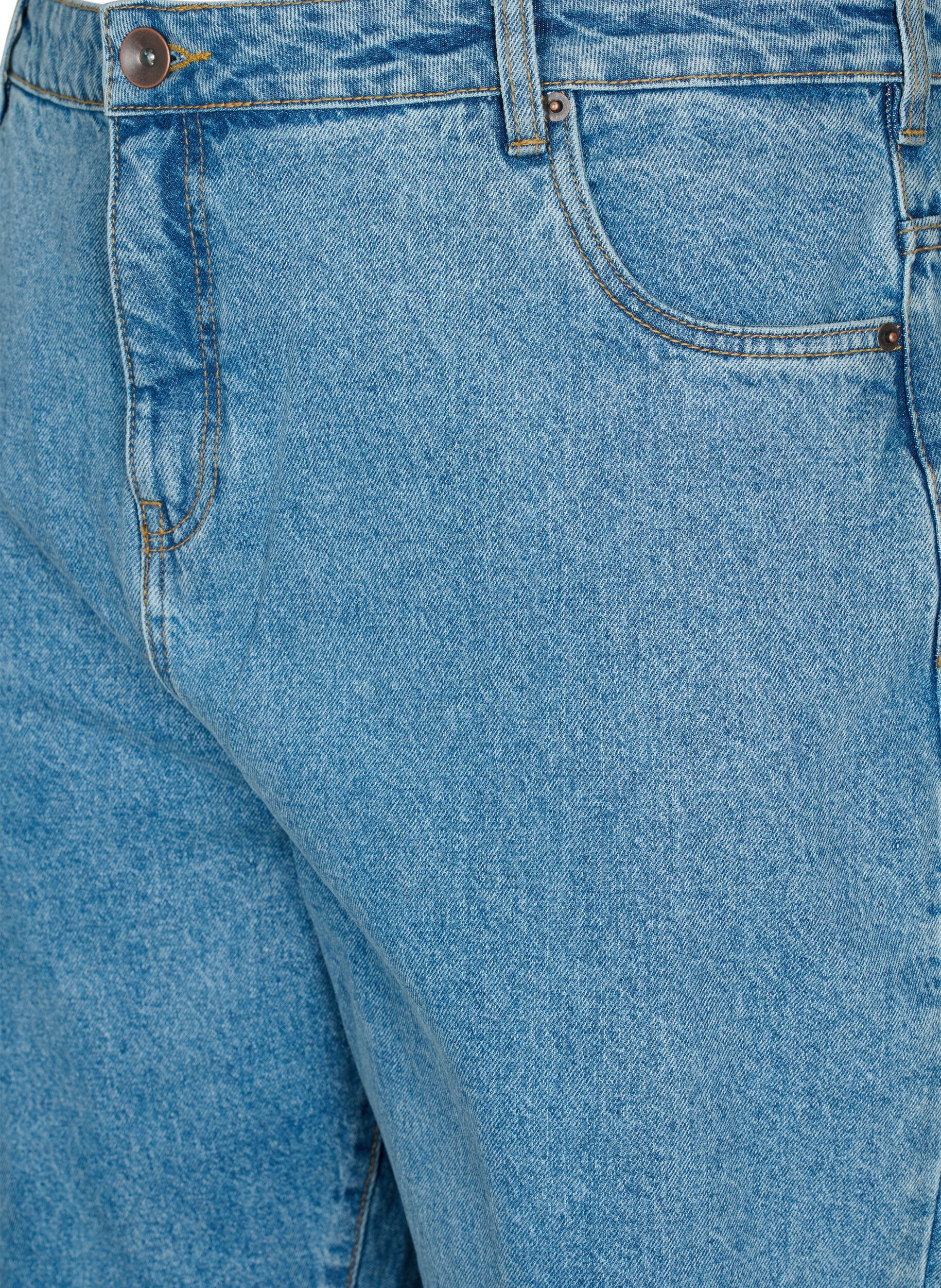 Zizzi Jean Mille coup&eacute; avec taille haute, Light blue denim, Packshot image number 2