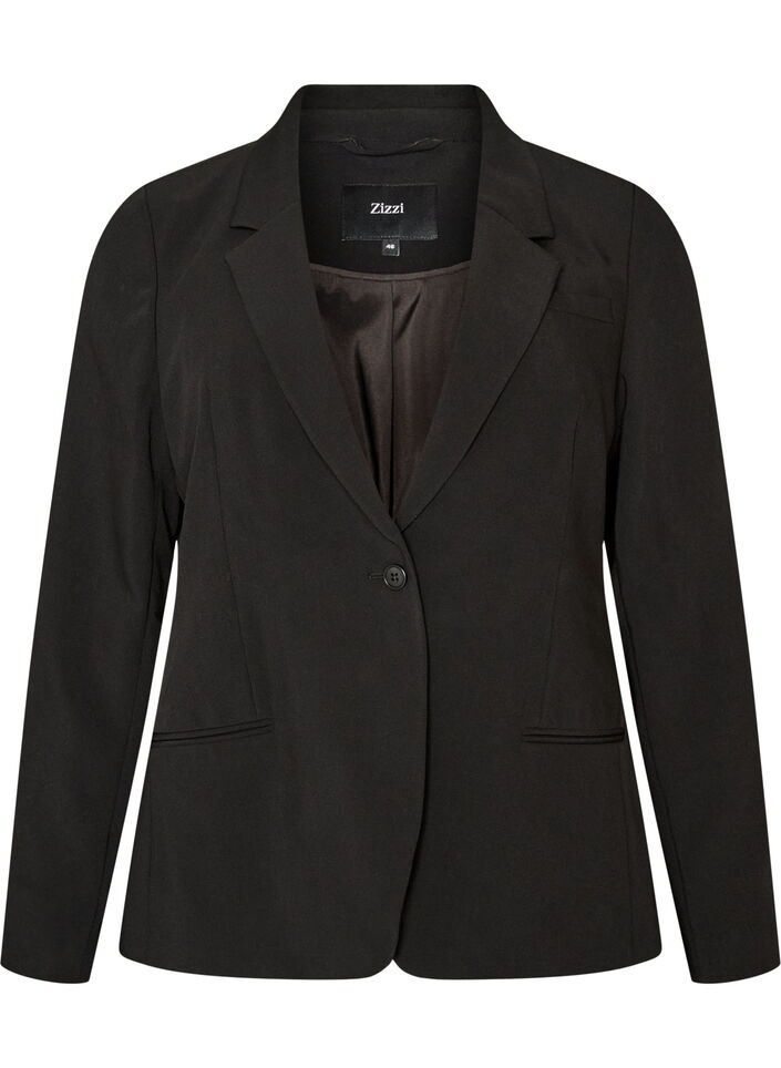 Blazer classique &agrave; fermeture &agrave; un bouton, Noir, Packshot image number 0