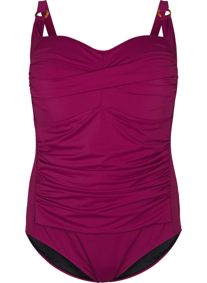 Maillot de bain drap&eacute; avec bonnets rembourr&eacute;s, Bordeaux, Packshot image number 0