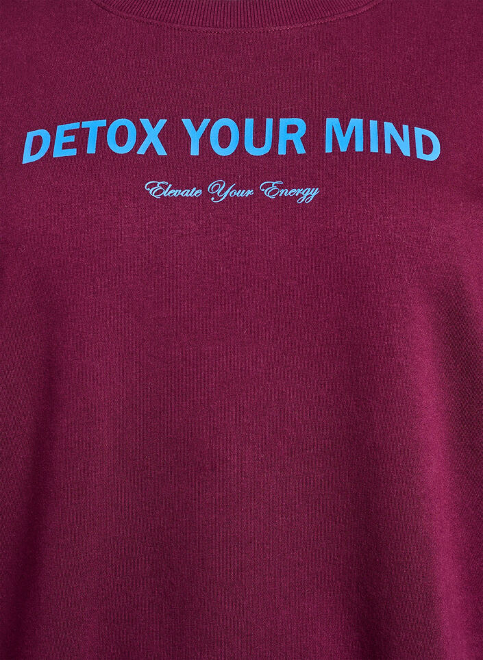 Sweat-shirt avec imprimé texte, Bordeaux foncé, Packshot image number 2