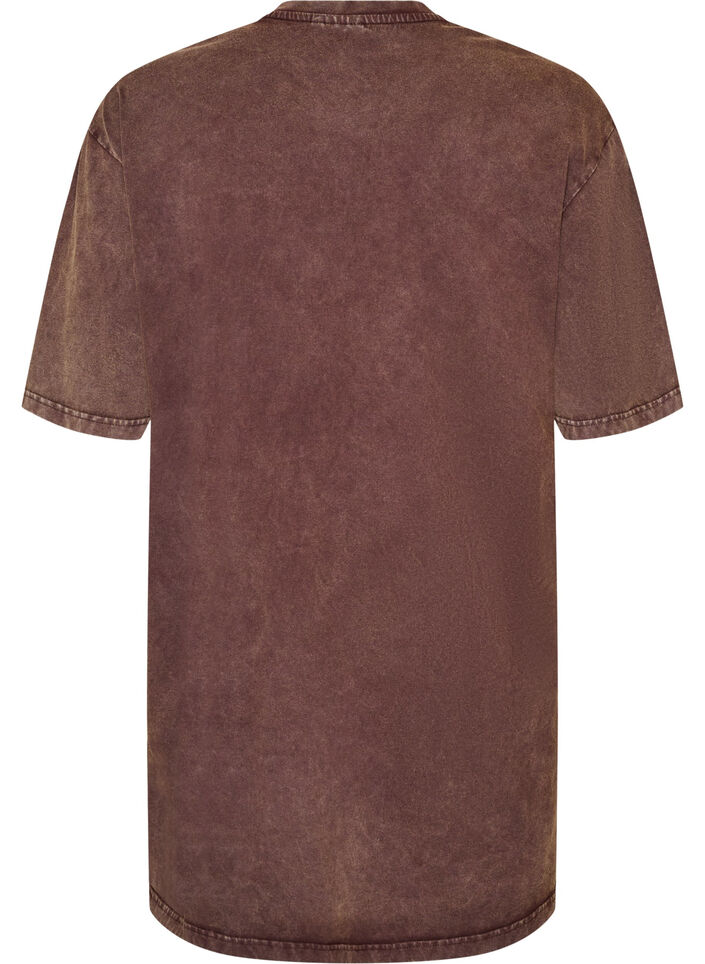 Robe T-shirt ample avec effet d&eacute;lav&eacute;, Marron, Packshot image number 1