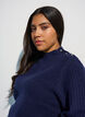 Pull c&ocirc;tel&eacute; &agrave; manches bouffantes et boutons, Bleu, Model image number 3