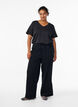 Jean ample &agrave; ceinture &eacute;lastique et cordon de serrage, Noir, Model image number 0