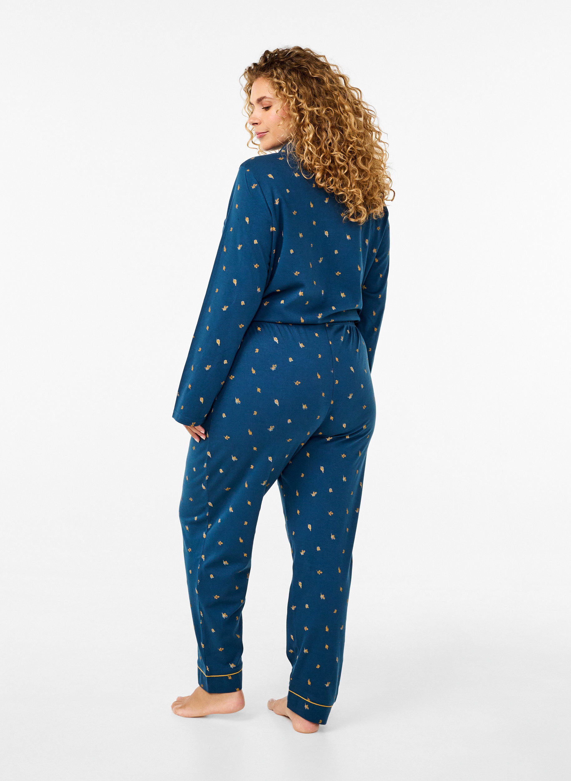 Zizzi Bas de pyjama en coton imprim&eacute;, Blue Opal AOP, Model image number 1