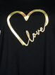 T-shirt en coton avec motif, Black w. Gold Love, Packshot image number 2