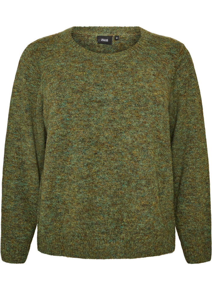 Pull ample &agrave; col rond, Vert fonc&eacute;, Packshot image number 0