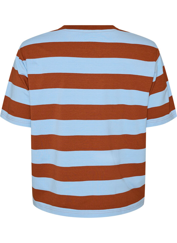 T-shirt oversize &agrave; rayures et manches 1/2, Bleu Clair, Packshot image number 1