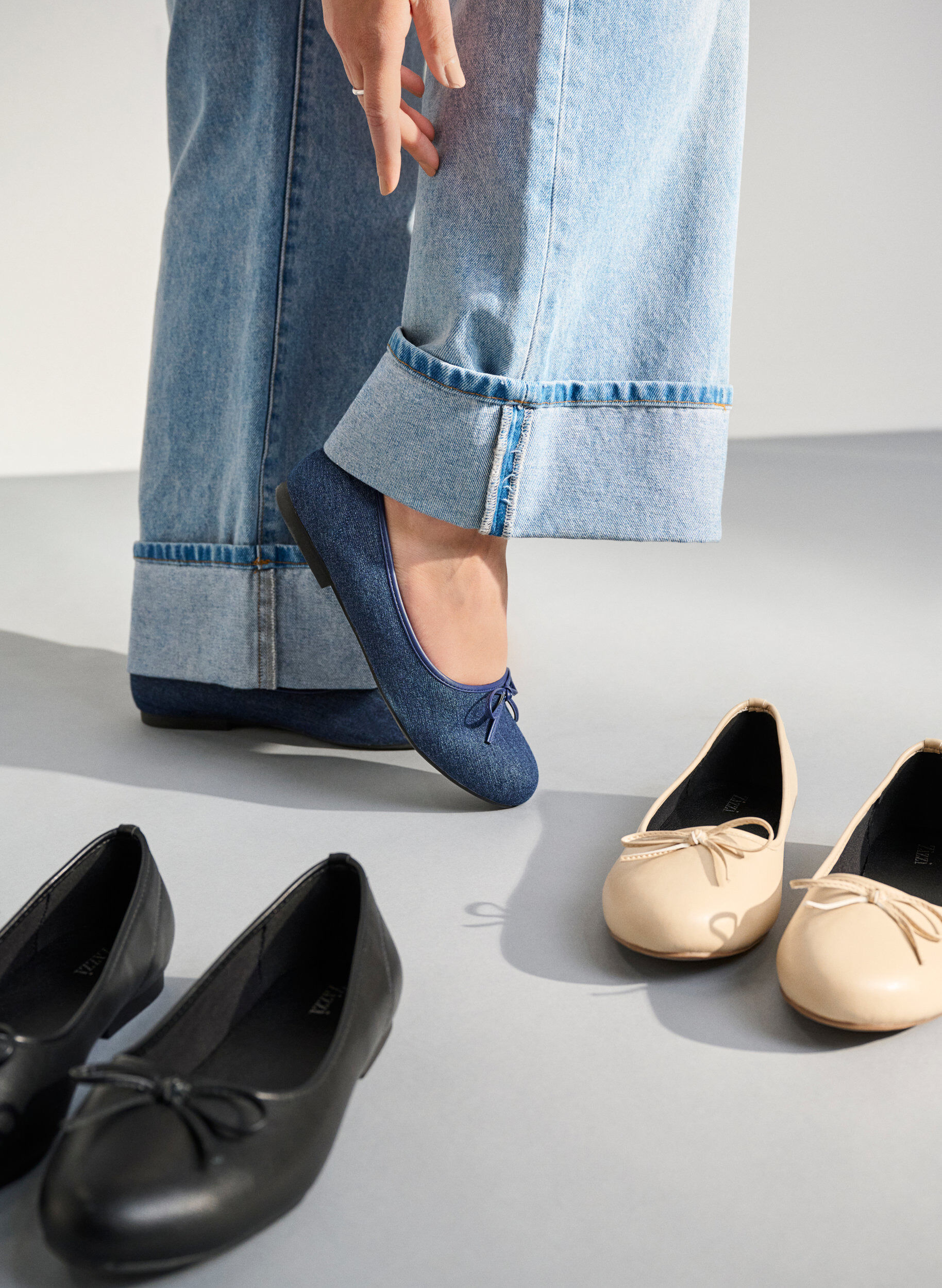 Zizzi Large - Ballerine avec n&oelig;ud, Beige, Image image number 0