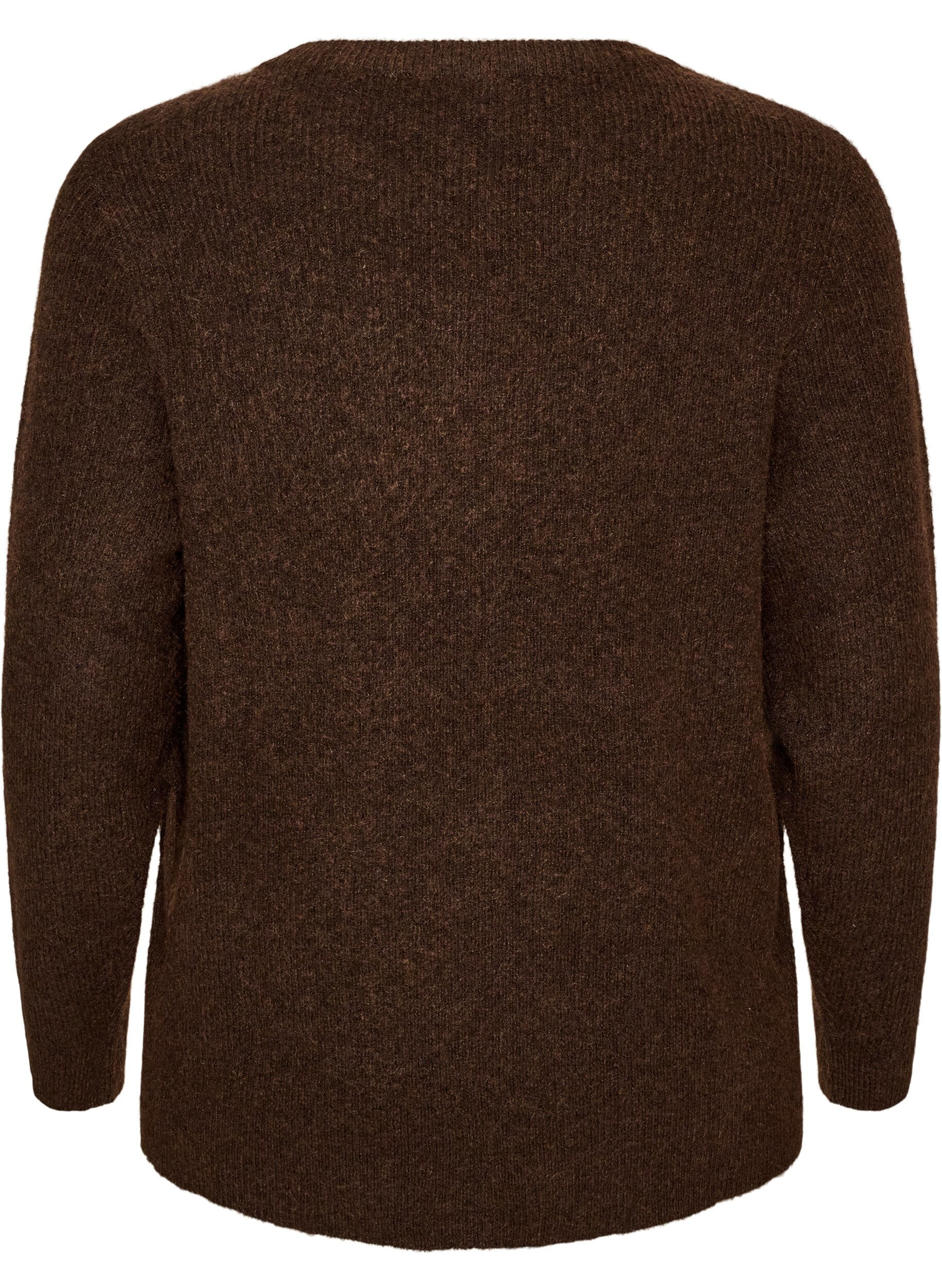 ZizziBlouse en maille chin&eacute;e avec col rond, Marron, Packshot image number 1