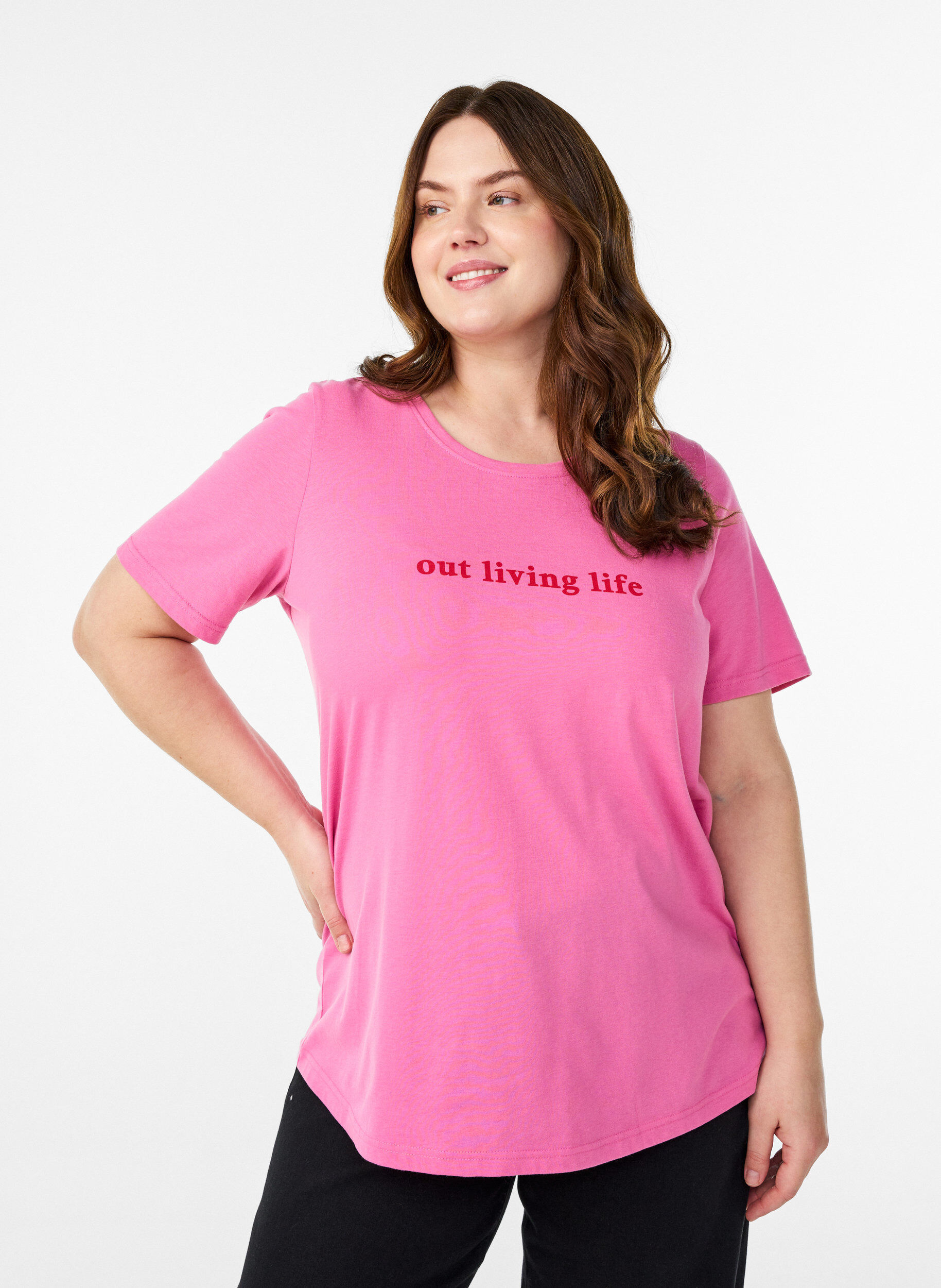 Zizzi FLASH - T-shirt imprim&eacute;, Rose, Model image number 0