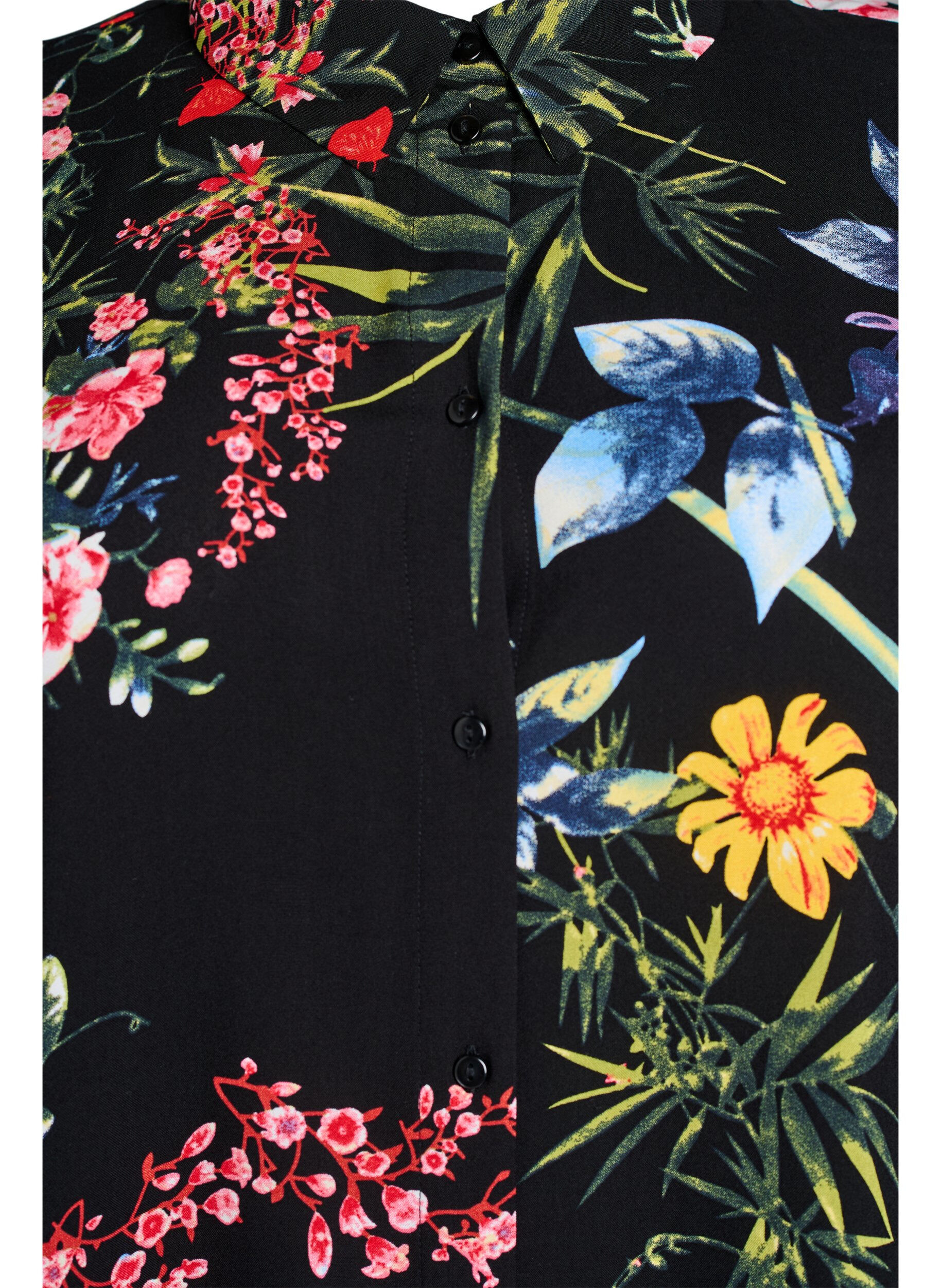 Zizzi Chemise longue ample en viscose, Noir, Packshot image number 2