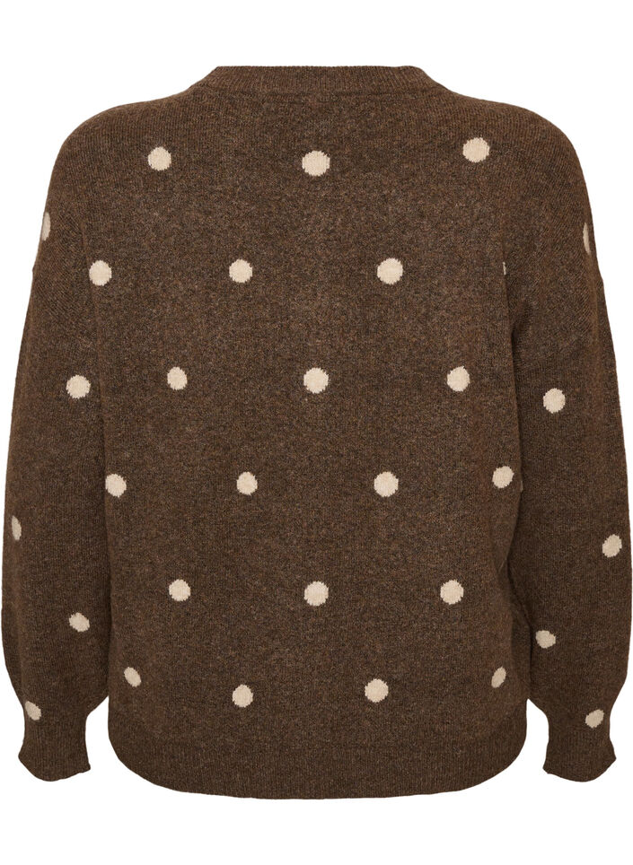 Cardigan &agrave; pois, Marron, Packshot image number 1