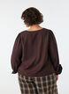 Blouse en viscose &agrave; col V et coupe ballon, Marron, Model image number 2