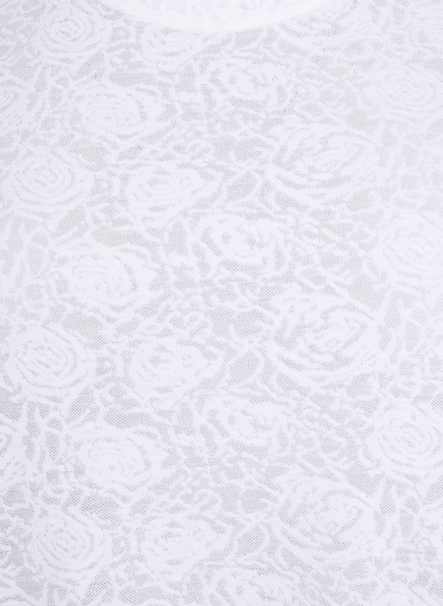 Zizzi Chemisier &agrave; manches courtes avec texture &agrave; motifs de rose, Blanc, Packshot image number 2