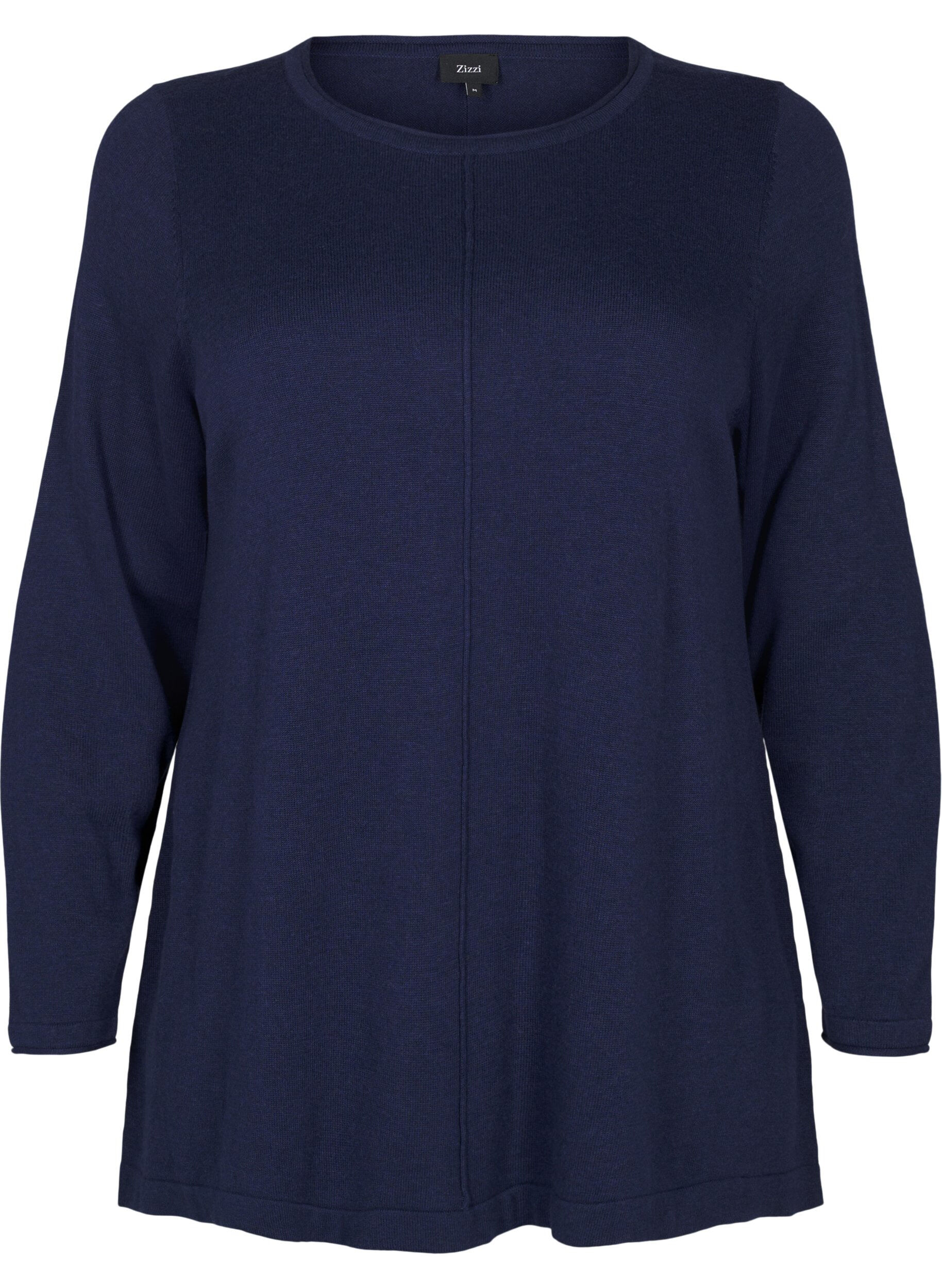 Zizzi Blouse tricot&eacute;e en m&eacute;lange coton-viscose, Bleu, Packshot image number 0