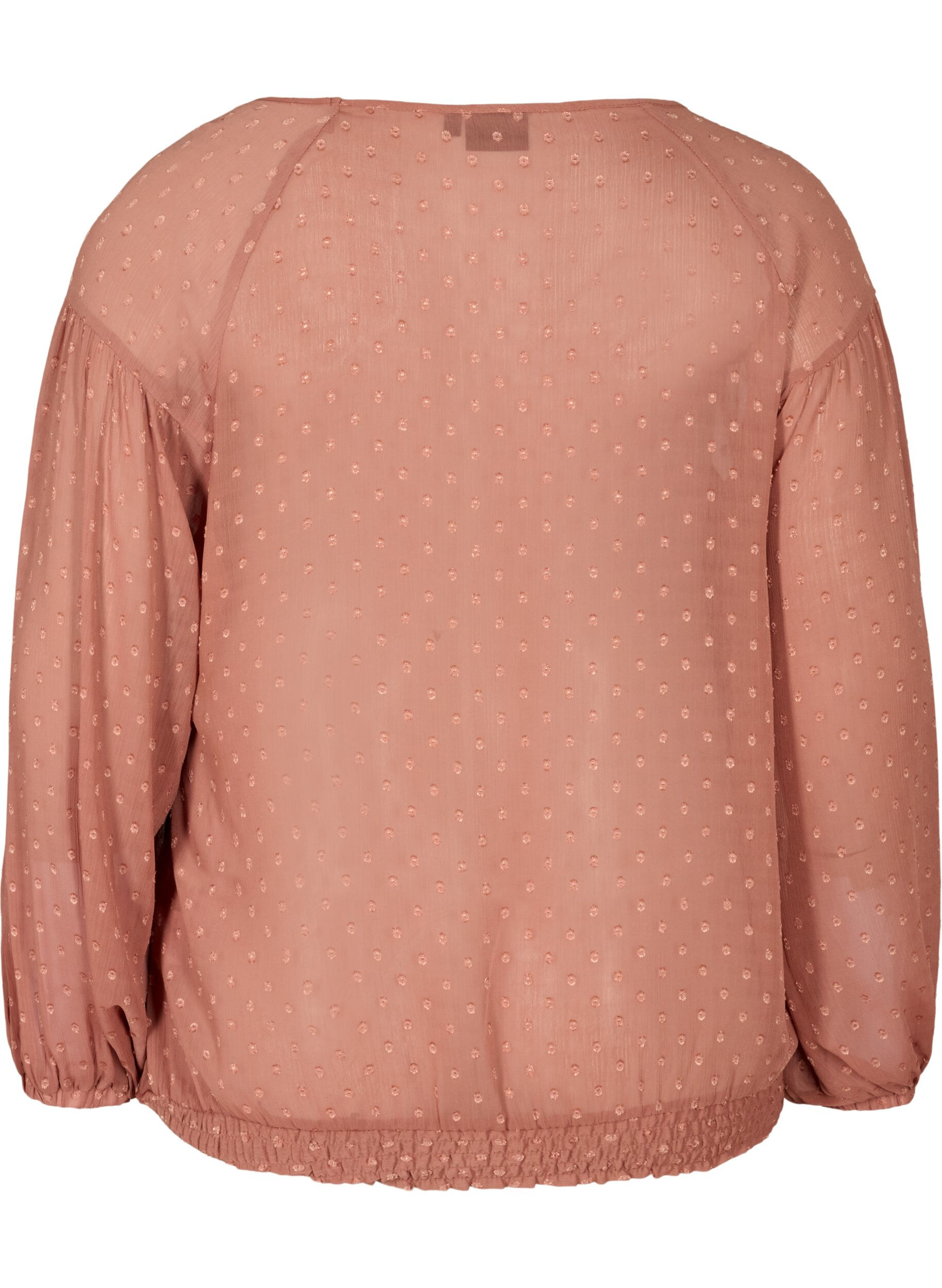 Zizzi Blouse en r&eacute;sille &agrave; manches longues avec smocks, Burlwood, Packshot image number 1