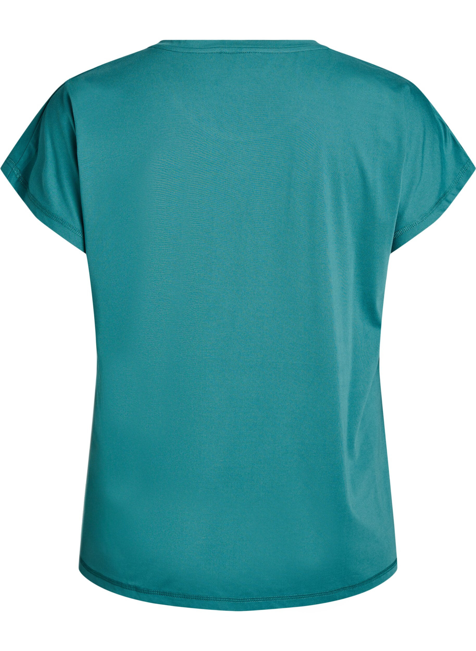 Zizzi T-shirt de sport couleur unie, Bleu p&eacute;trole, Packshot image number 1