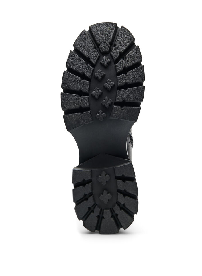 Botte haute en similicuir avec une semelle &eacute;paisse, Noir, Packshot image number 4