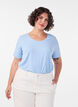 T-shirt en coton uni basique, Bleu Clair, Model image number 0