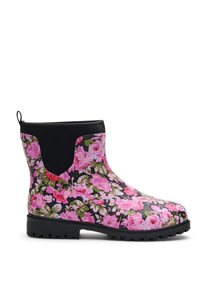Large - Bottines avec tige en néoprène élastique, Flower AOP, Packshot image number 0