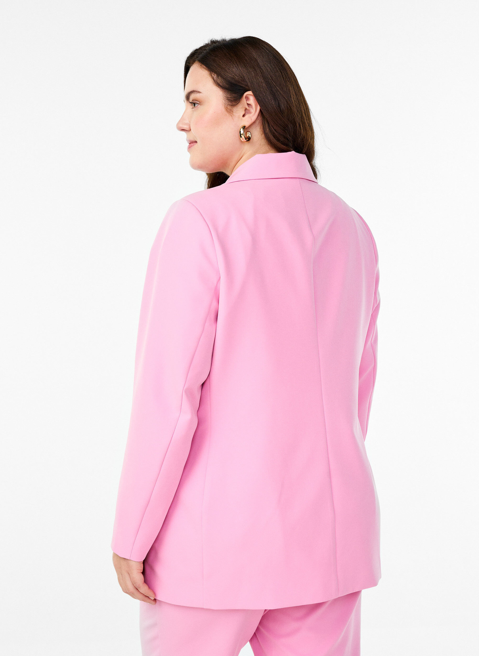 Zizzi Blazer classique avec fermeture boutonn&eacute;e, Rose, Model image number 2