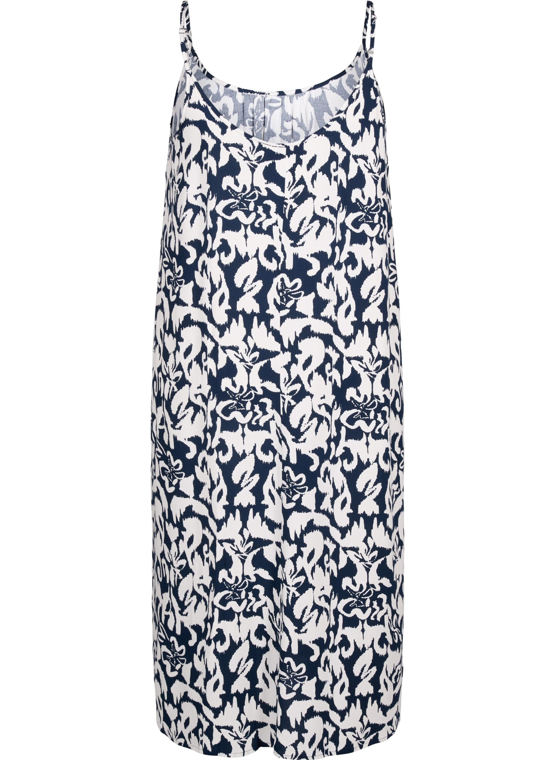 Zizzi Robe &agrave; bretelles en viscose avec imprim&eacute;, Navy Bl. Ethnic AOP, Packshot image number 1