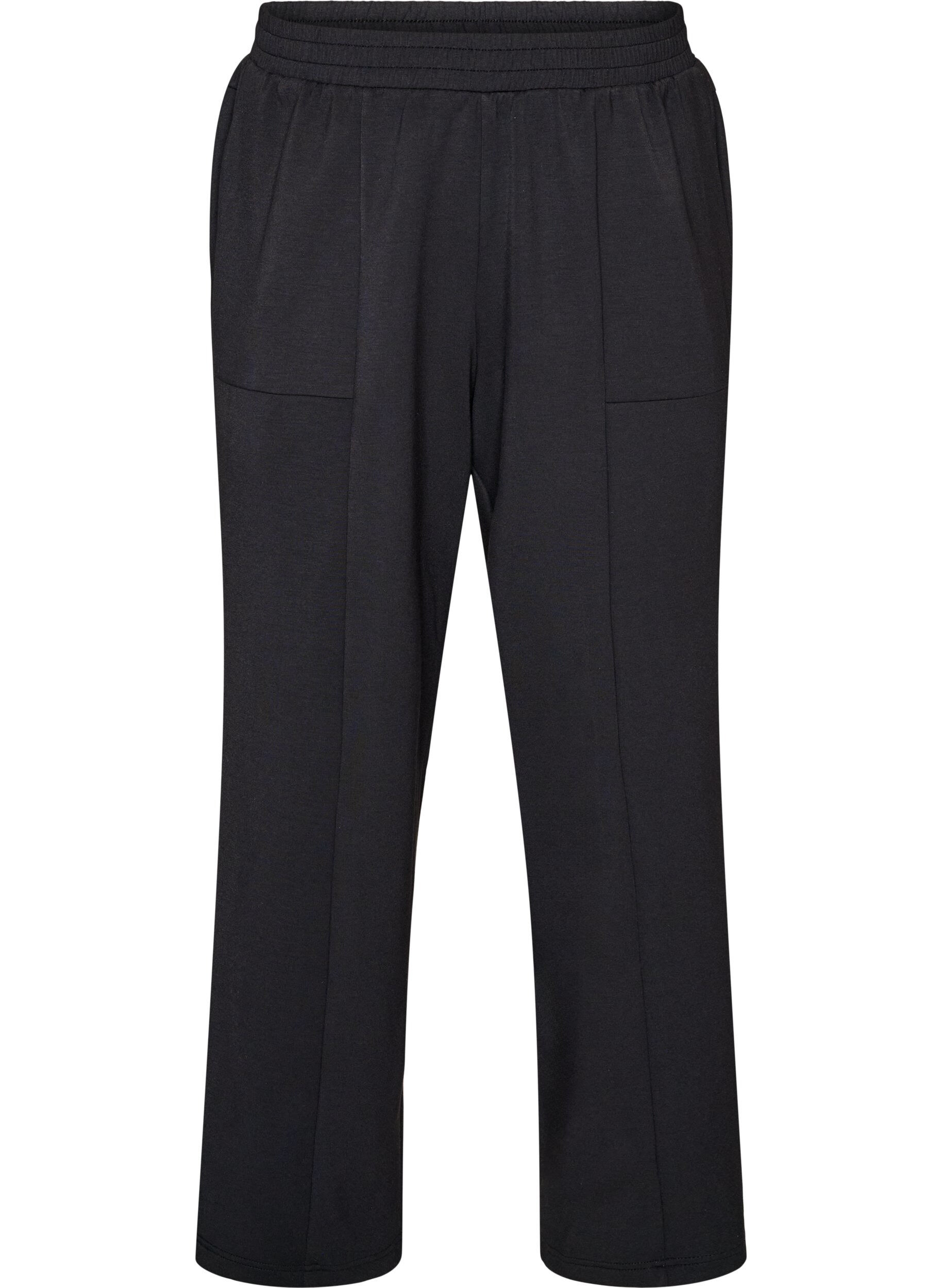ZizziPantalon ample en jersey taille haute avec poches, Noir, Packshot image number 0