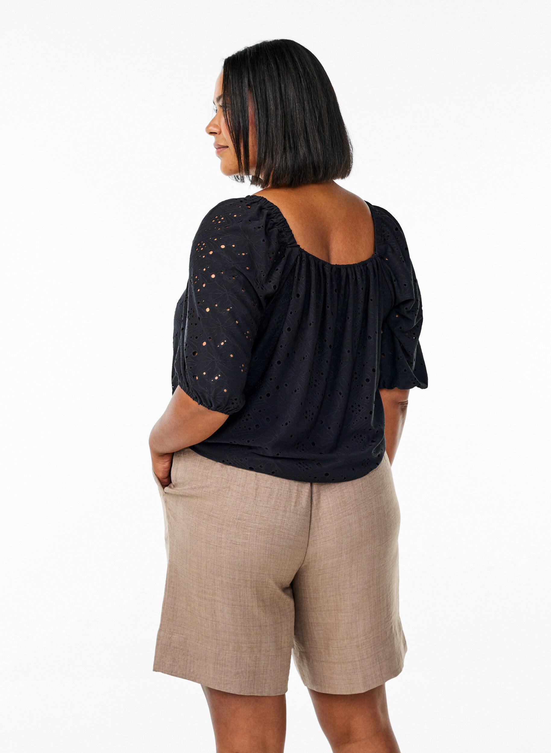ZizziShort avec poches et taille haute, Marron, Model image number 2