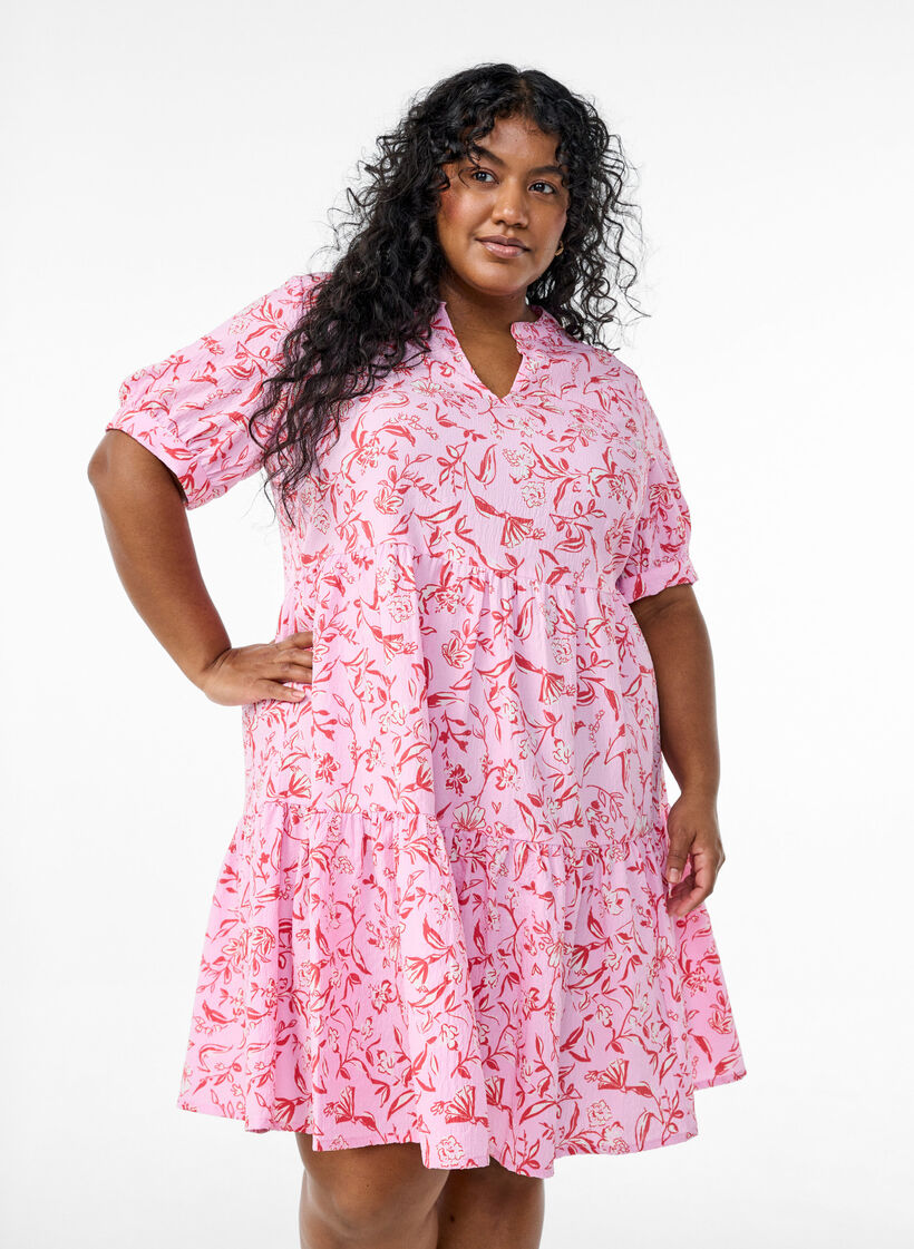 Robe courte coupe &eacute;vas&eacute;e, Violet, Model image number 0