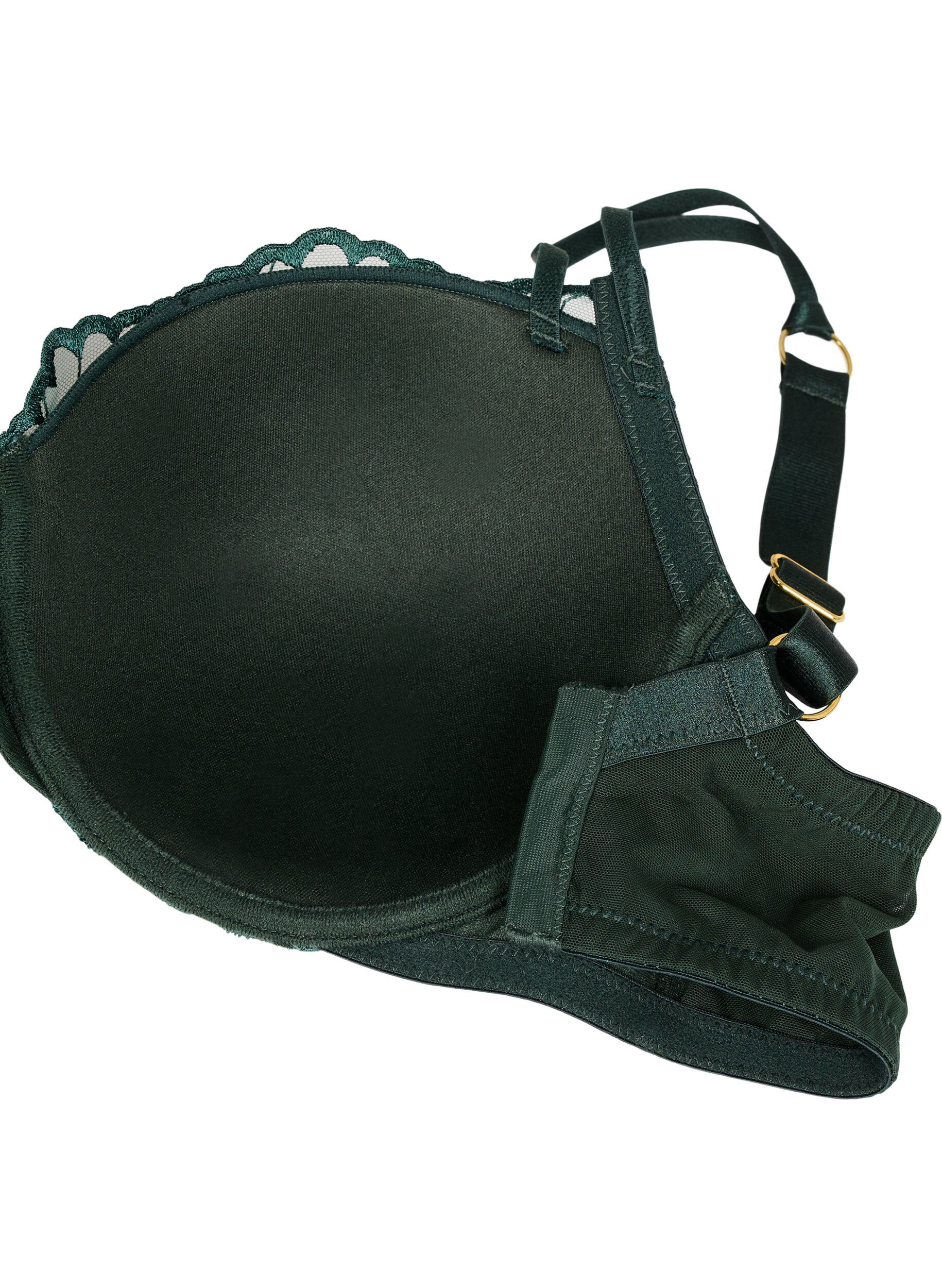 Zizzi Soutien-gorge moul&eacute; &agrave; motif brod&eacute;, Vert fonc&eacute;, Packshot image number 3