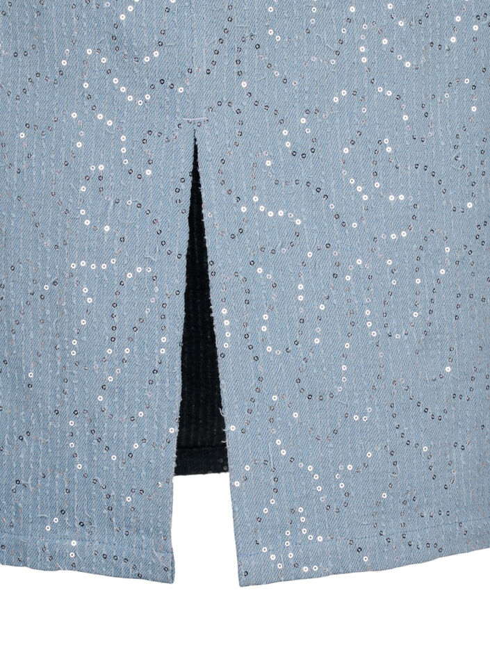 Jupe en jean avec fente et sequins, Light Blue Denim, Packshot image number 3