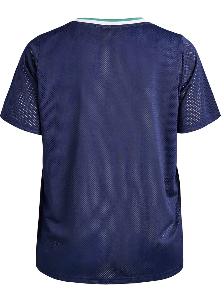 T-shirt sportif en maille avec imprim&eacute; sur le devant, Bleu, Packshot image number 1