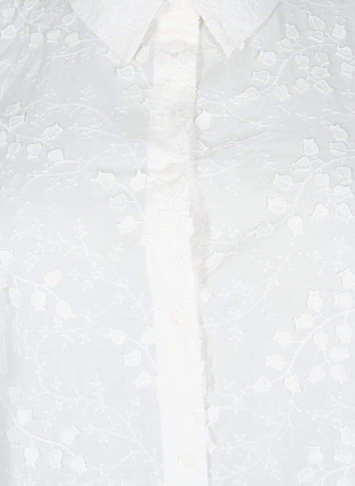 Robe chemise avec fleurs brodées, Blanc, Packshot image number 2