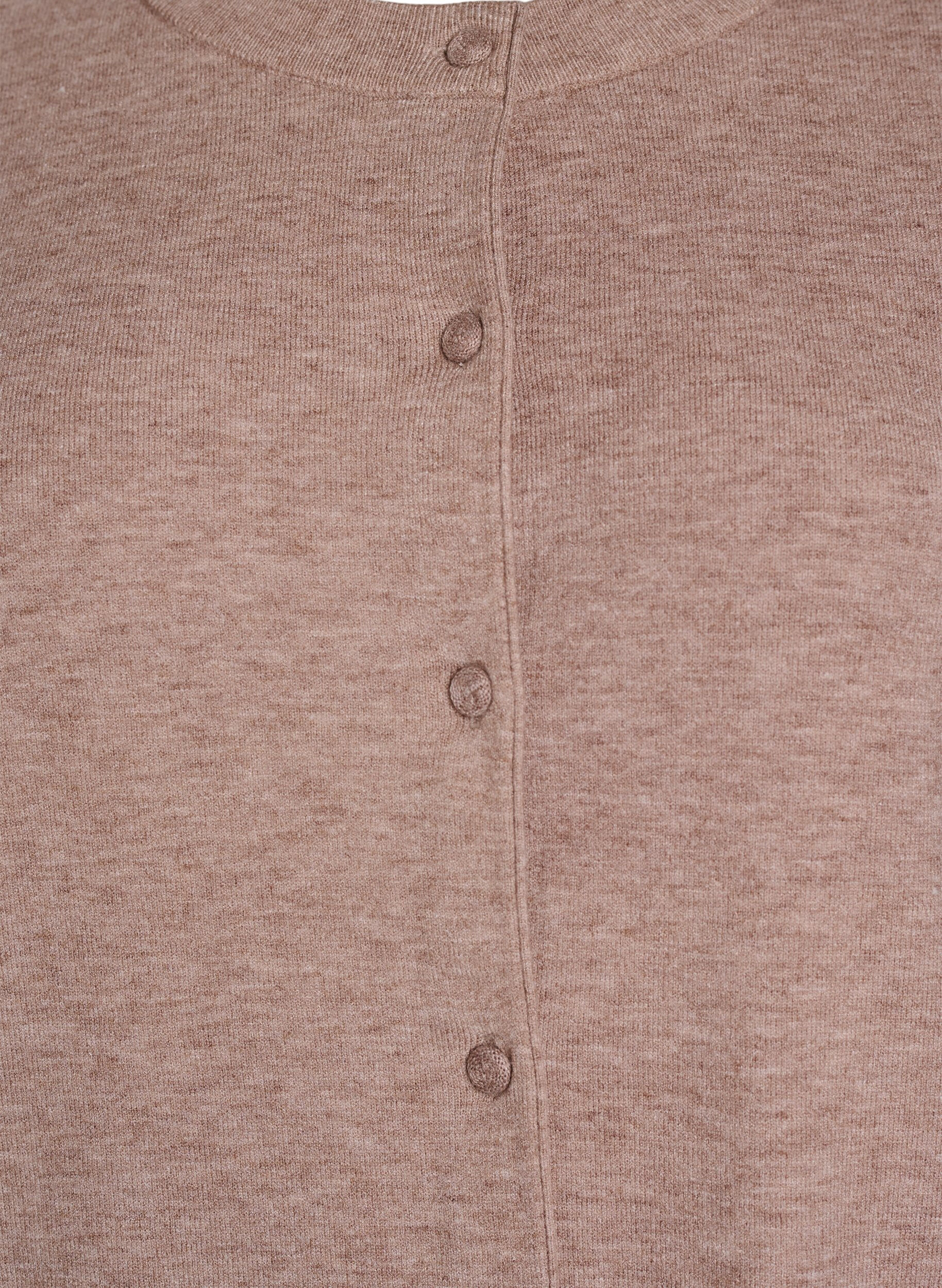 Zizzi Cardigan avec col rond et boutons recouverts de tissu, Beige, Packshot image number 2