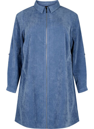 Robe en velours avec fermeture Éclair et manches 3/4, Moonlight Blue, Packshot image number 0