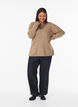 Blouse en maille &agrave; col V et manches raglan, Camel, Model image number 1