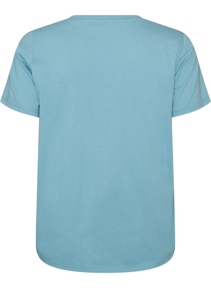 T-shirt en coton avec imprim&eacute;, Bleu, Packshot image number 1