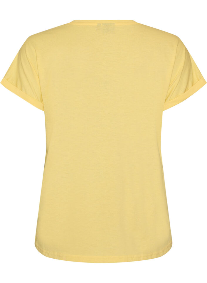T-shirt &agrave; manches courtes en coton m&eacute;lang&eacute;, Jaune clair, Packshot image number 1