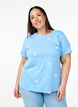T-shirt en coton biologique avec motifs brod&eacute;s, Bleu Clair, Model image number 0