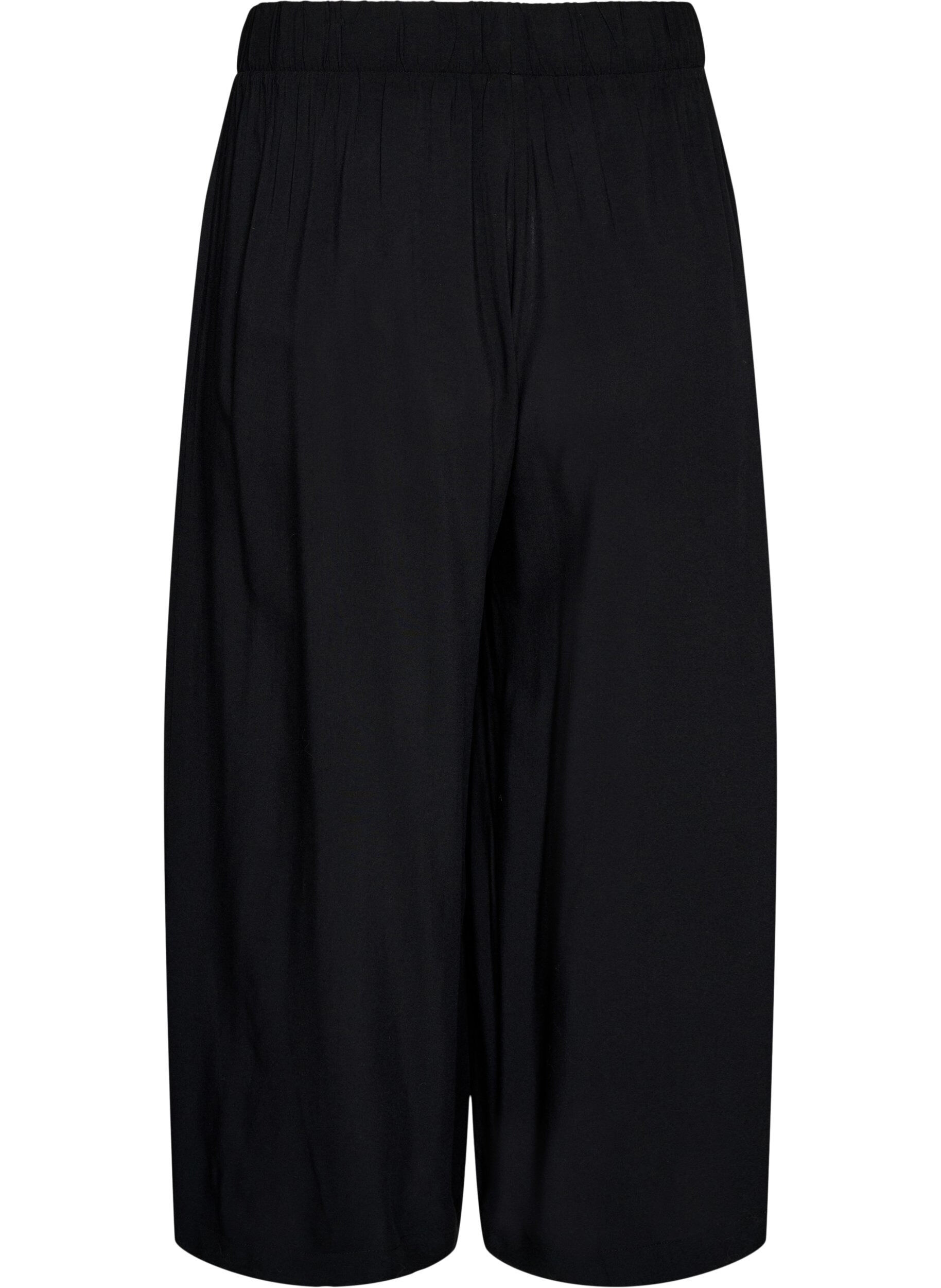 ZizziJupe-culotte en viscose avec une taille haute et une coupe ample, Noir, Packshot image number 1