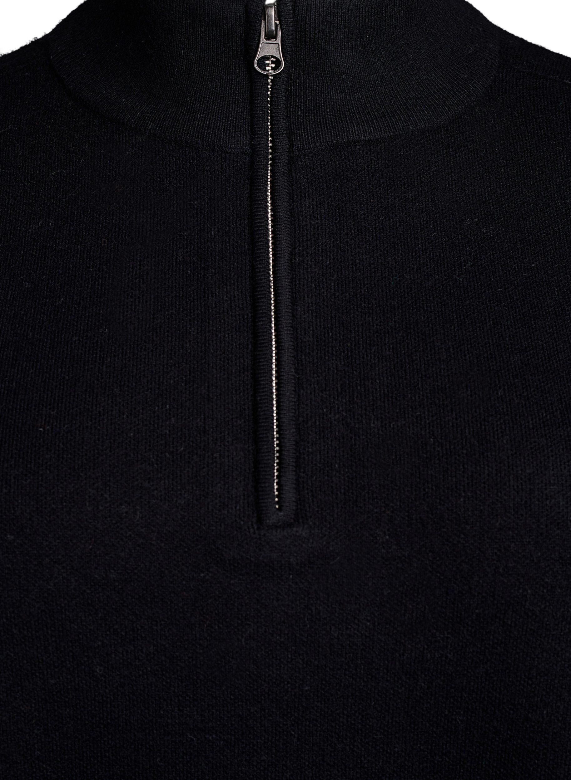 Zizzi Robe en maille avec col montant et zip, Noir, Packshot image number 2