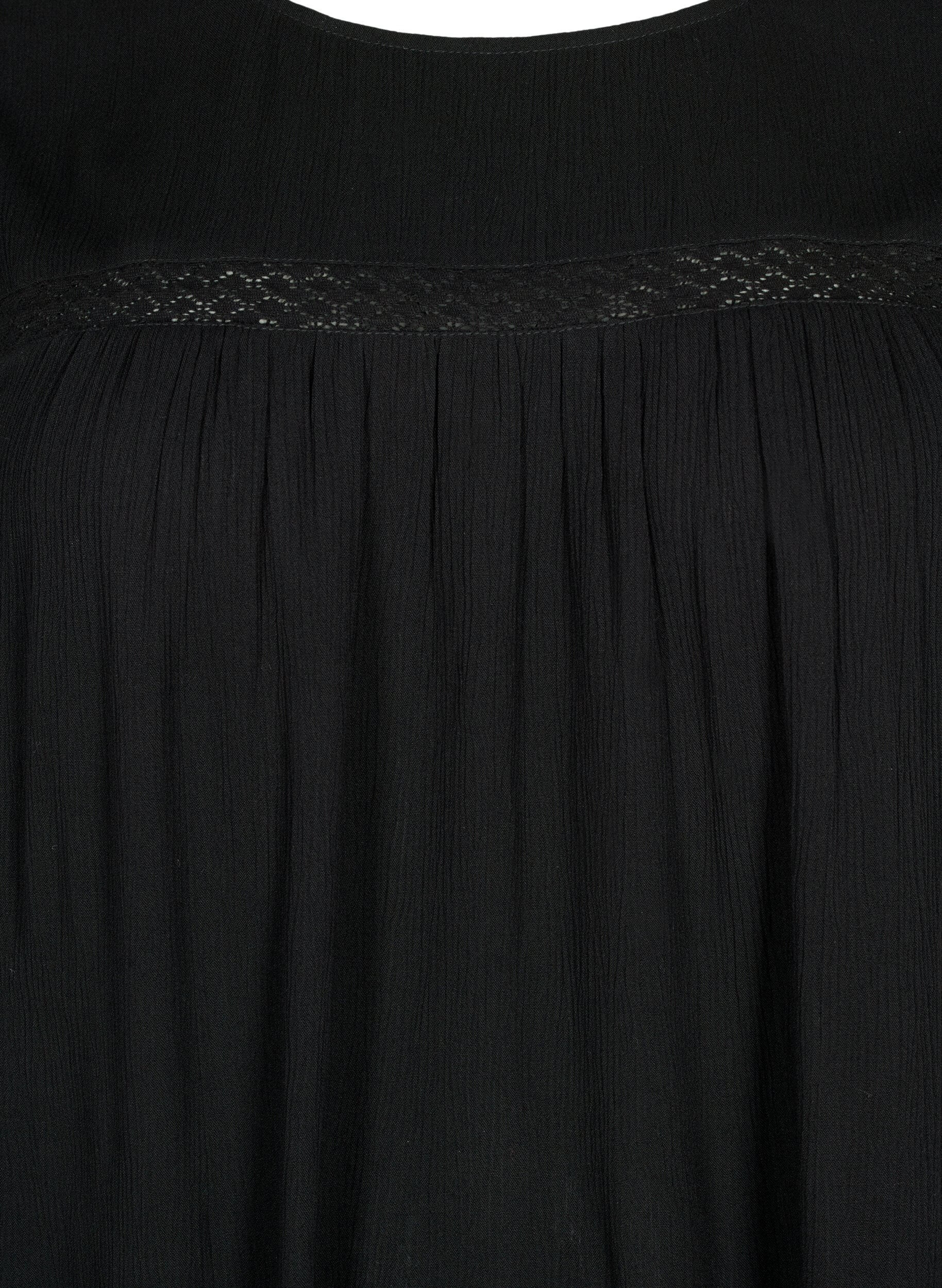 Zizzi Robes en viscose avec bande de dentelle, Black, Packshot image number 2