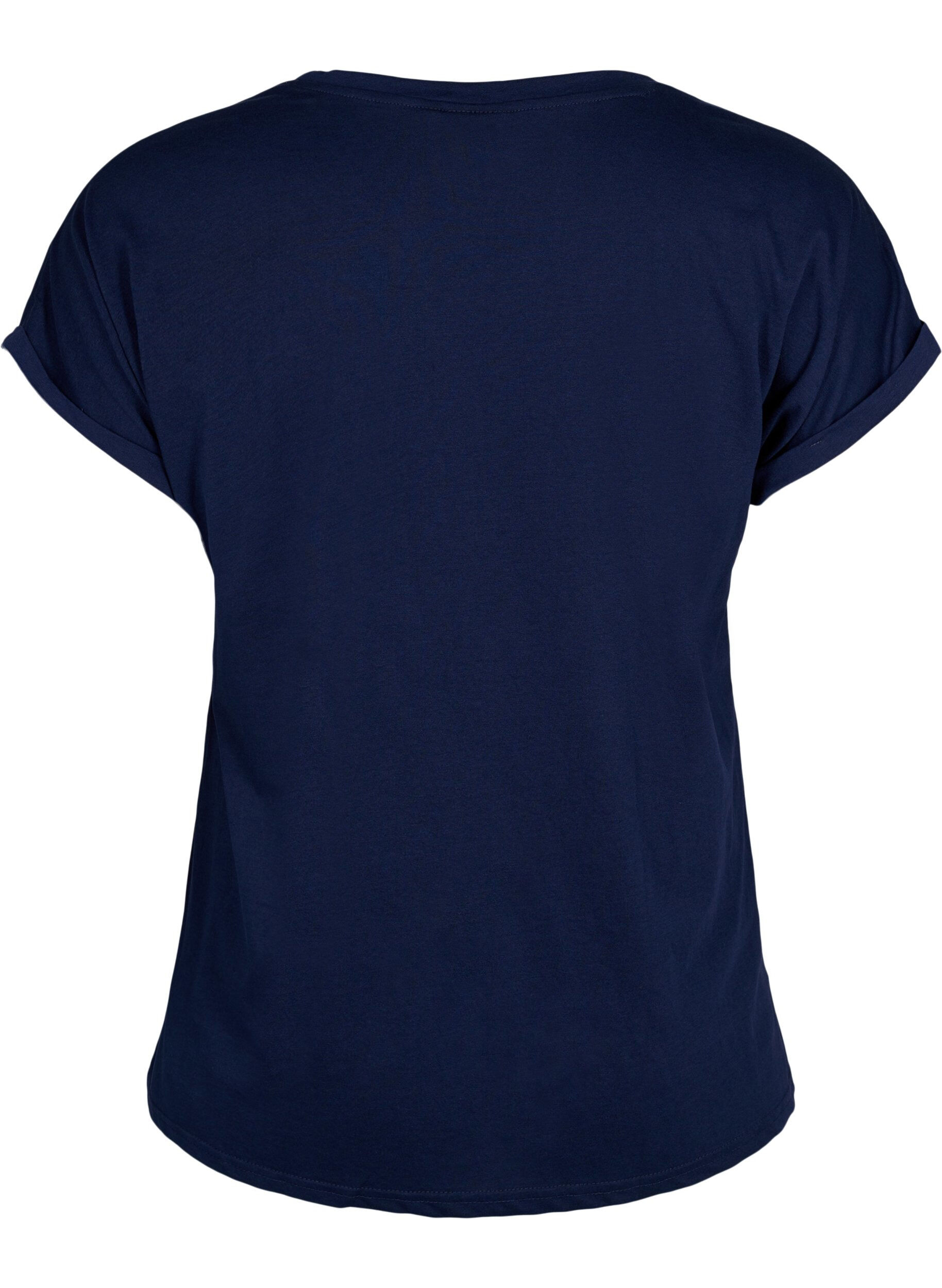 ZizziT-shirt &agrave; manches courtes en coton m&eacute;lang&eacute;, Bleu, Packshot image number 1