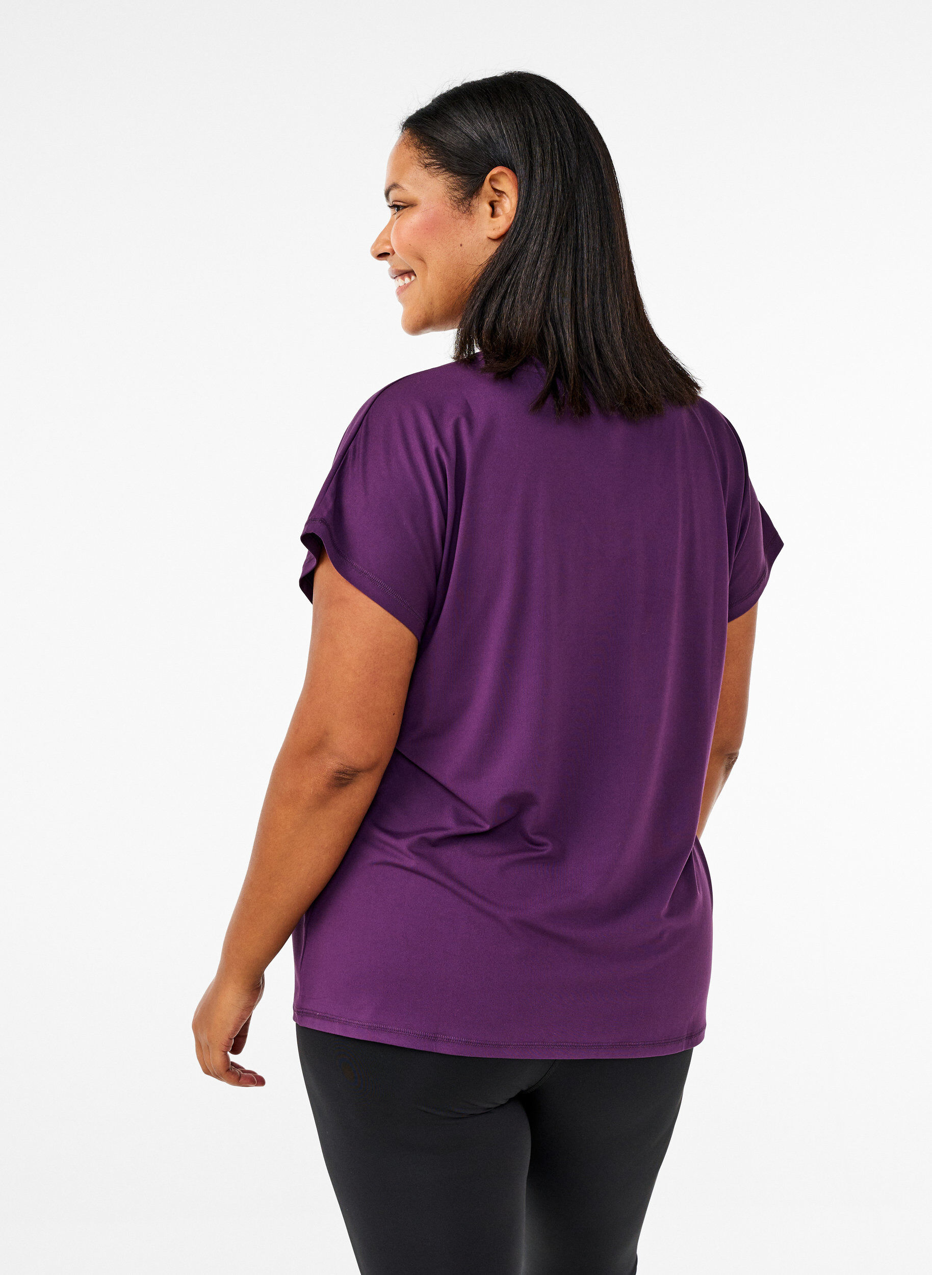 ZizziT-shirt de sport ample avec col en V, Violet, Model image number 2