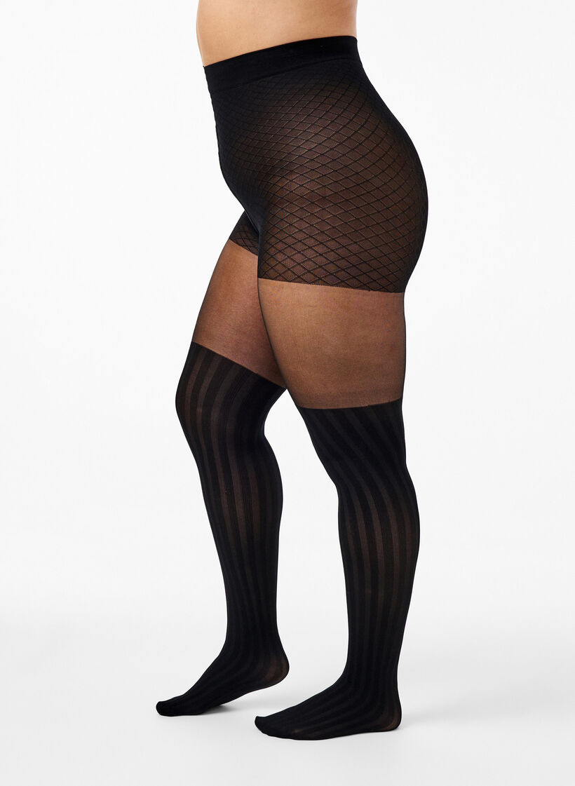 Collants effet cuissardes 50 deniers, Black, Model image number 0